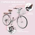 thumbnail image 7 of Bstjewey 24 Inch Folding Women’s Beach Cruiser Bike, 7-Speed, Basket & Cup Holder, 7 of 7