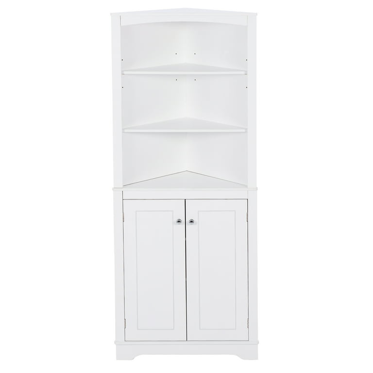 Dropship White Bathroom Storage Cabinet With Shelf Narrow Corner