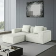 thumbnail image 2 of Modular Sectional Sofa with Movable Ottoman, 3 Seat Soft Corduroy Couch, 27.6 Deep Seat, Convertible L Shaped Couch for Living Room ,Bedroom and Apartment, White, 2 of 8