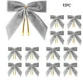 thumbnail image 2 of HomeDM 12Pcs Velvet Bows Christmas Ornaments 3.54 X 3.54 Inch Vintage Christmas Wreath Tree Topper Ribbon Bows Gift Wrapping Festive Winter Party Decorations, 2 of 4