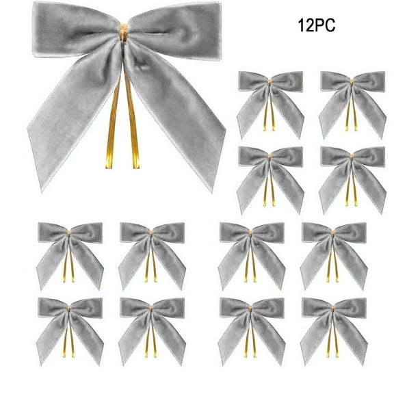RuiJiao 12Pcs Velvet Christmas Bows Decor Set, Elegant Wreath and Tree Decoration with Metal Wire, 3.5 Inch Festive Holiday Party Decorations for Xmas Gifts, Home, Wreaths (12 Bows)