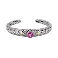 thumbnail image 3 of DEVATA Pink Topaz Sterling Silver 925 and 18K Gold with Bali Filigree Cuff Bracelet DHK3136PT (Size L), 3 of 5