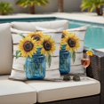 thumbnail image 4 of Sunflower Outdoor Waterproof Pillow Covers, Blue Bottle Yellow Floral Country Woodgrain Decorative Square Throw Pillowcase Sofa Cushion Sham for Patio/Couch/Chair, 24"x24" 2 Pack, 4 of 8