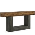 thumbnail image 4 of Resenkos Entryway Table, Console Sofa Table,63" Wood Console Table, Farmhouse 2-Tier Sofa Table Entryway Table,Brown & Grey, 4 of 5