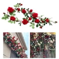 thumbnail image 3 of Guirnalda de flores artificiales, rosas falsas, plantas colgantes para jardín y hogar. Rojo 11cm, 3 of 9