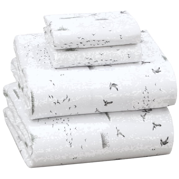 RUVANTI Flannel Sheets Queen Size - 100% Cotton Double Brushed Bed Sheets, Deep Pockets 16 Inches Queen Sheet Set, All Seasons Breathable & Extra Soft - Warm & Cozy, 4 Piece, Sky Ballet