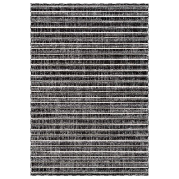 Burke Textured Striped Area Rug 4x6 Grey Black Power-Loomed Polyester