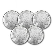 Silver Buffalo Round, 1 oz, Lot of 5 Numismatic Coins