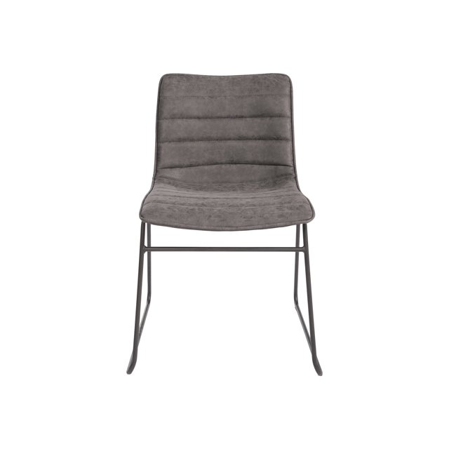 OSP Home Furnishings Halo 2-Pack Faux Leather Stacking Chairs with Sturdy Metal Frame, Charcoal Grey