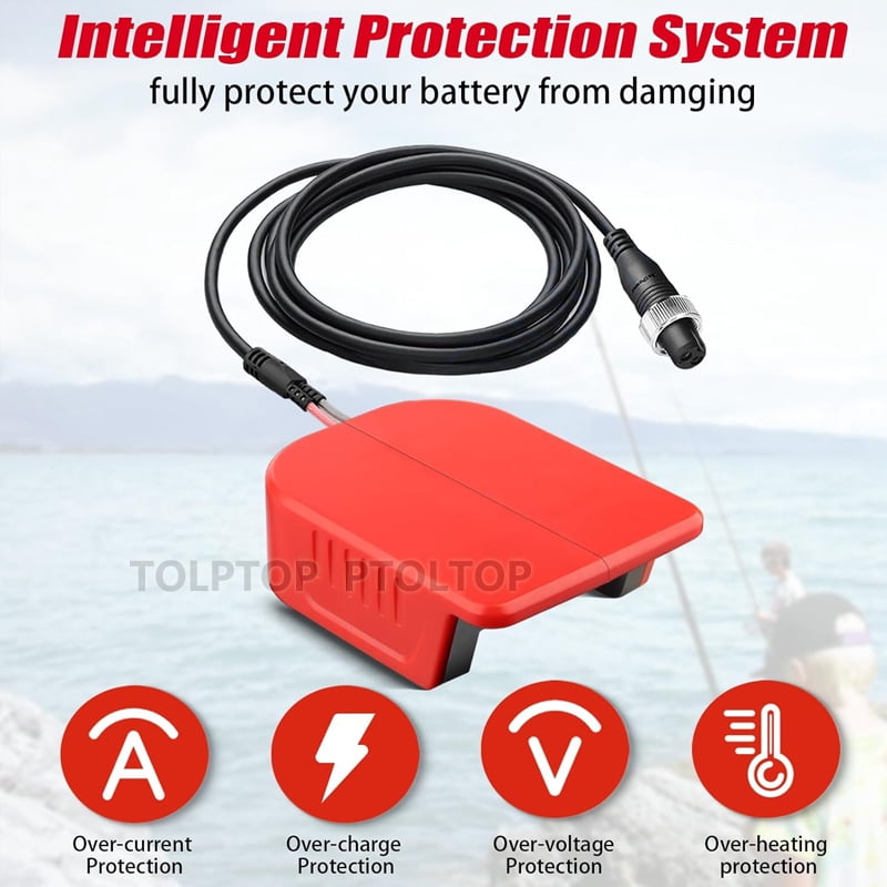 Electric Fishing Reel Battery Adapter for De*walt 20V Battery Work for Daiwa/Shimano 14.4V Power Assist Reels 750MJ under