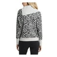 thumbnail image 2 of VINCE CAMUTO Womens Gray Ribbed Fold Over Neck With Snaps Animal Print Long Sleeve Top L, 2 of 4