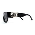 thumbnail image 3 of Womens Lion Emblem Triangular Shield Luxury Fashion Sunglasses Black Silver, 3 of 4