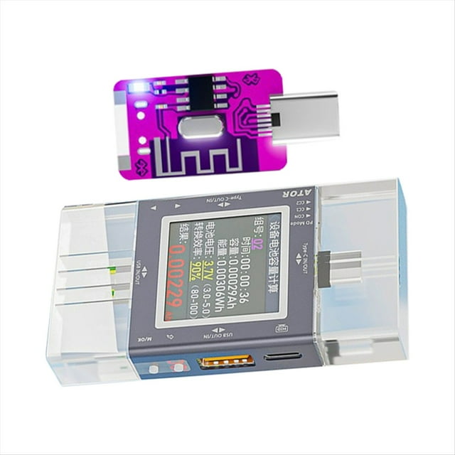Probador USB/Tipo C con Pantalla Digital Multifunción, Monitor de Voltaje y Corriente, Medidor de Potencia PD3.0, Carga Rápida con Módulo Bluetooth.