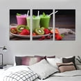 thumbnail image 3 of Nawypu Large Framed Wall Art Ready to Hang Strawberry kiwi and blueberry smoothies juice beverage healthy the Canvas Print Artwork Wall Art Painting Pictures Home Wall 12''x16''X3 Panels, 3 of 4