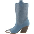 thumbnail image 3 of Women's Rhinestone Western Cowboy Boots Pointed Toe Chunky Block Heel Mid Calf Fashion Ankle Boot Booties, 3 of 6