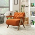 thumbnail image 5 of HomeZeer Mid Century Wingback Accent Chair Set of 2 ,Upholstered Tufted Arm Chair with Solid Wood Frame,Comfy Velvet Armchair Leisure Sofa for Living Room and Bedroom,Orange, 5 of 12