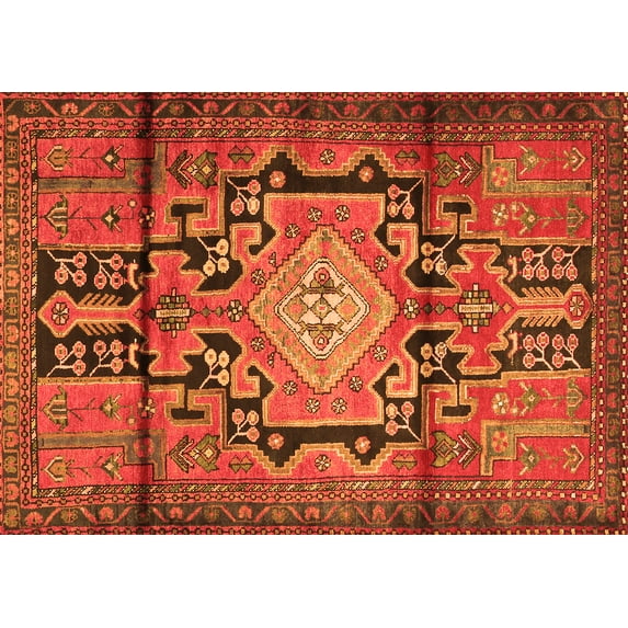 Ahgly Company Indoor Rectangle Persian Orange Traditional Area Rugs, 5' x 7'