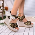 thumbnail image 5 of Miqool Women's Platform Wedge Heel Summer Casual Chic Peep Toe Open Toe Sequin Bowknot Thick Sole Fish Mouth Dress Shoes, 5 of 9