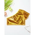 thumbnail image 5 of YUUMIN Kids Girls One Shoulder Crop Tank Hip Hop Dance Shirts Girls Shiny Metallic Top Rave Festival Gold 170, 5 of 7