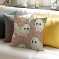 thumbnail image 3 of Halloween Pillow Cover Pink Ghost Trick or Treat Halloween Decoration Holiday Farmhouse Pillow Case Decor Lovely Spooky for Home Sofa Couch Indoor Outdoor, 3 of 5