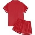thumbnail image 2 of Women's Satin Silky Short Sleeve Button Shirt Sleepwear 2Piece Pajama Set, 2 of 4