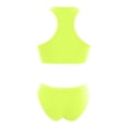 thumbnail image 5 of Women's High Waisted Bikini Sets Sporty Two Piece Swimsuits Scoop Neck Cheeky High Cut Bathing Suits Fluorescent Green XL, 5 of 5