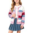thumbnail image 2 of Girls Cardigan Cute Striped Knit Cardigan Sweater Long Sleeve Tops, 2 of 4