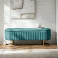 thumbnail image 6 of 50.5" Upholstered Storage Bench For End of Bed Entryway Bedroom Ottoman Teal, 6 of 10