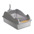 thumbnail image 1 of Caja de arena para gatos, orinal para gatos de interior, inodoro con cuchara para arena, bandeja de arena, práctico orinal para mascotas para animales Gris claro, 1 of 10