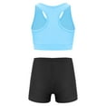 thumbnail image 2 of Zaldita Kids Girls Two Piece Dance Outfit Sparkly Crop Tank Sport Bra and Gymnastics Yoga Shorts Set Light Blue&Black 8, 2 of 7