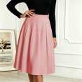 thumbnail image 2 of Ruimatai Womens Pleated Midi Skirt High Waist Elastic Pocket Work Office Casual Spring Daily Flowy A-Line Skirt, 2 of 6