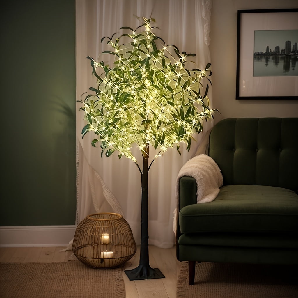 6ft Lighted Olive Tree Floor Lamp, Artificial LED Tree with Lights for Home Holiday Party Wedding Four Seasons Halloween Christmas Thanksgiving Decoration Gift
