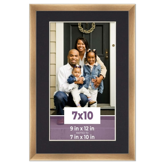 7x10 Frame Bronze With Black Picture Mat For 7x10 Photo - Bronze 9x12 Frame To Display Print or