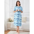 thumbnail image 4 of ValueVibe Nightgowns for Women Plus Size Short Sleeve Long Sleepshirt Crew Neck Casual Loungewear, Blue Floral Print 5XL, 4 of 7
