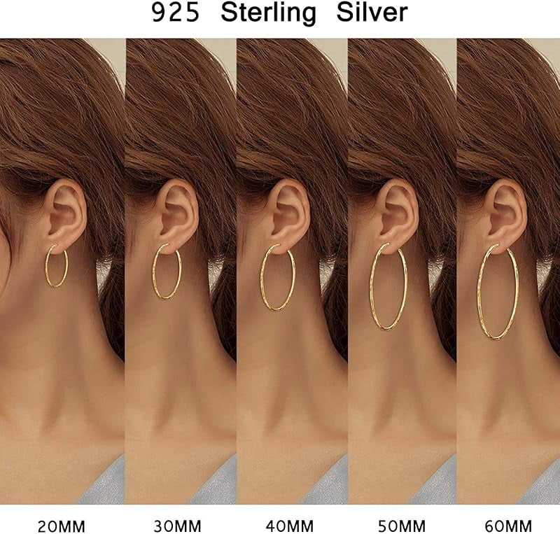 DOLIOX 925 Sterling Silver Circle Endless Hoop Earrings for Women 20 30 40 50 60 70mm