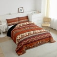 thumbnail image 2 of jejeloiu Red Geometric Rhombus Queen Comforter Set,Boho Exotic Style Bedding Sets,Rustic Aztec Triangle Bedding Comforter Set For Adults,Super Cozy Room Decor Reversible,3-Piece, 2 of 7