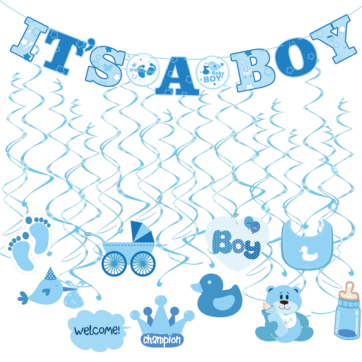 Tinksky 30pcs It S A Boy Banner Baby Shower Dizzy Danglers Departments