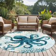 thumbnail image 5 of Round Area Rug 5ft,Summer Ocean Blue Octopus Starfish Coral Washable Carpet Non-Slip Runner Accent Rugs Indoor Floor Mat for Bedroom Living Room Decor,Nautical Animal, 5 of 9