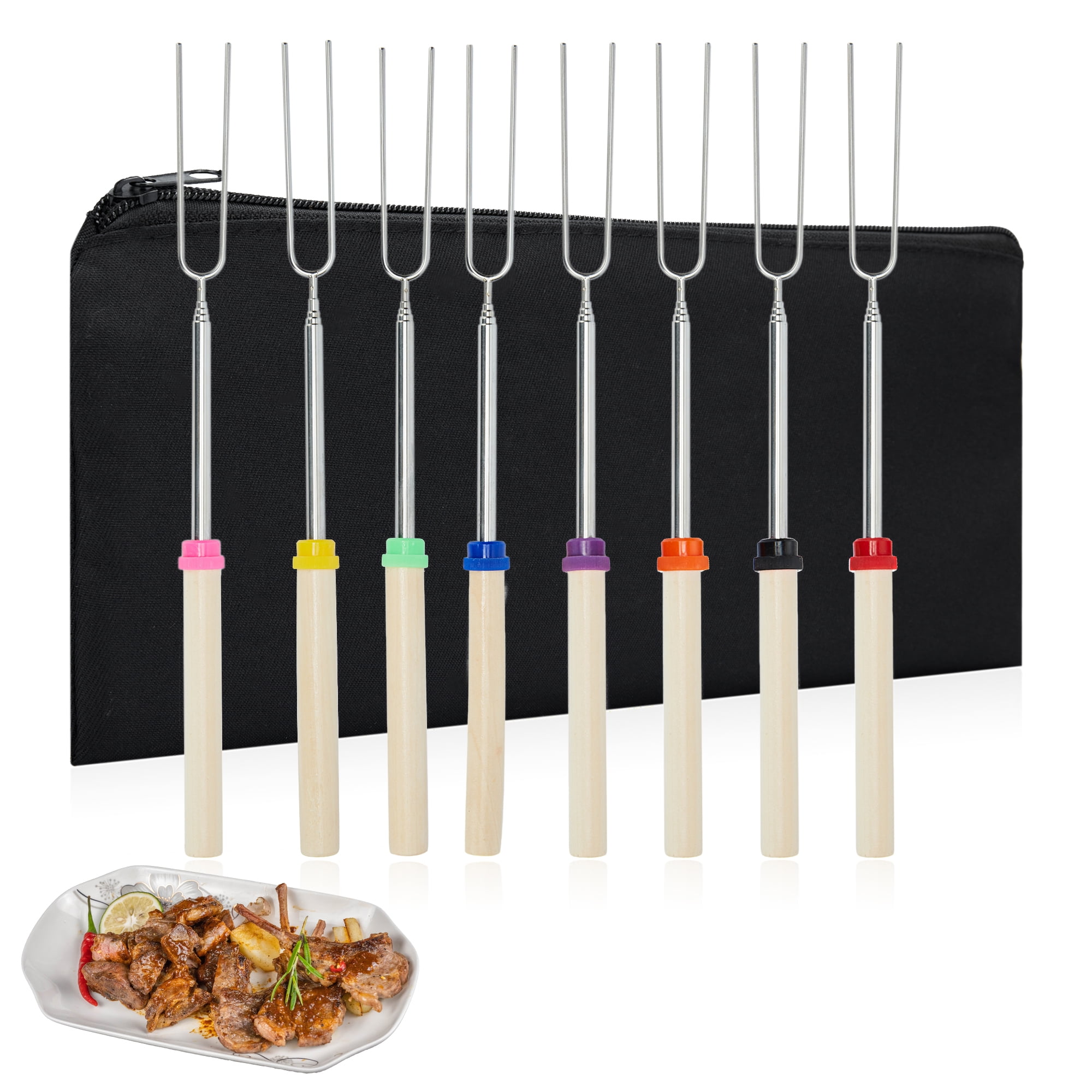 4pcs Telescoping Roasting Sticks BBQ Marshmallow Skewers Hot Dog Forks  PRC 