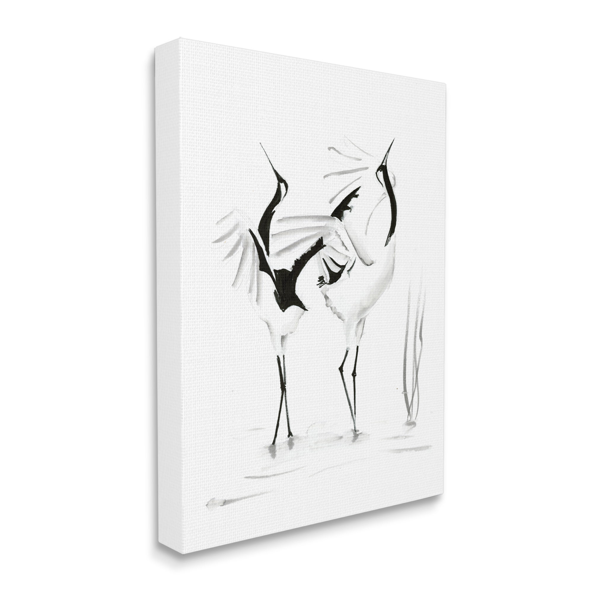Stupell Industries Dancing Bird Couple Black Crane Water Ripples Designed by Olg Shefranov Canvas Wall Art 