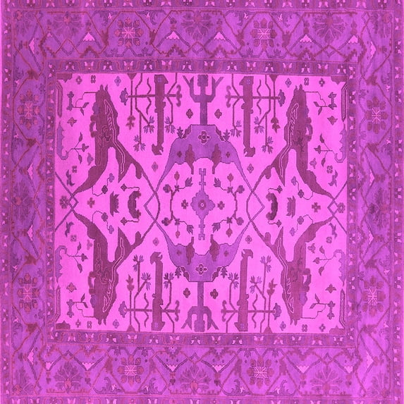 Ahgly Company Indoor Square Oriental Pink Industrial Area Rugs, 7' Square