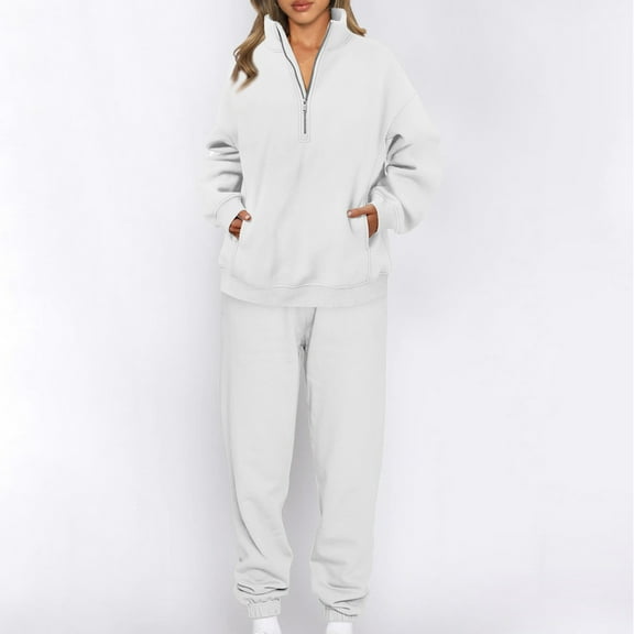 tarylea 2 Piece Sets for Women Sweatsuits Long Sleeve Half Zip Pullover Cinch Bottom Trousers Casual Fall Workout Tracksuits