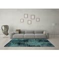 thumbnail image 3 of Ahgly Company Machine Washable Indoor Rectangle Abstract Turquoise Blue Modern Area Rugs, 6' x 9', 3 of 4