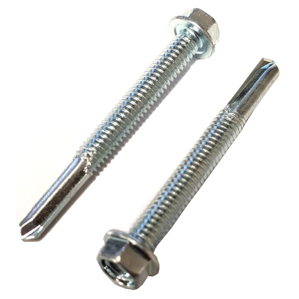 12/24 x 3" Zinc Plated Tek5 Hex Head Drill & Tap Screws (Box of 100