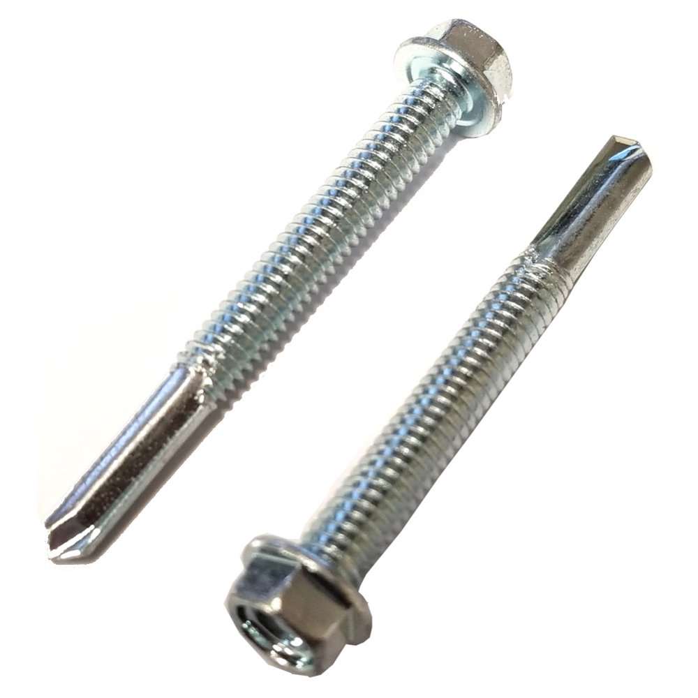 12/24 x 3" Zinc Plated Tek5 Hex Head Drill & Tap Screws (Box of 100