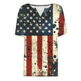 thumbnail image 4 of Jinhomg Womens Graphic Tees 4th of July Henley V Neck Shirt 2025 American Flag Short Sleeve Patriotic T-Shirts Independence Day Tunic Tops Multicolor L, 4 of 5