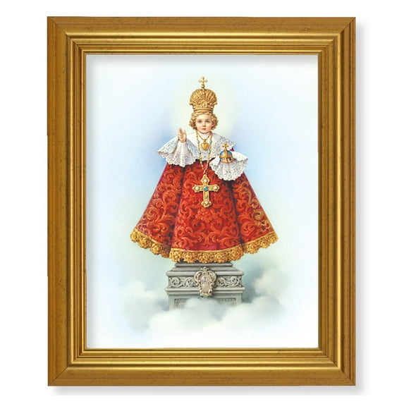 Infant of Prague Picture Framed Wall Art Decor, Large, Antique Gold-Leaf Classic Frame