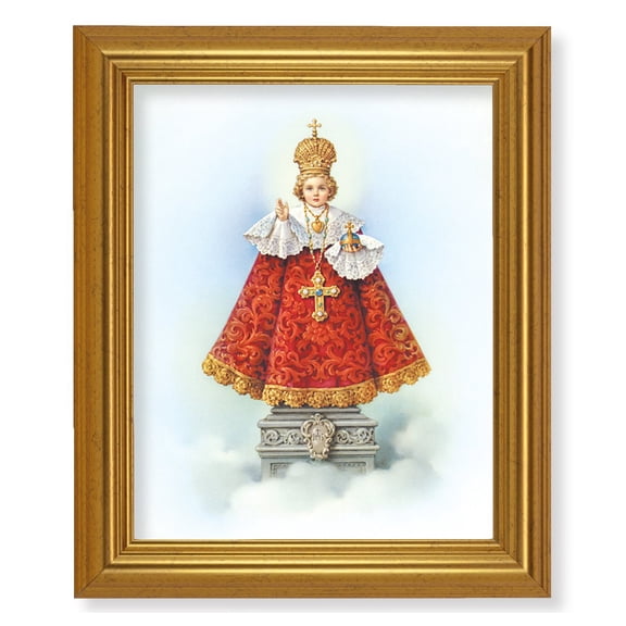 Infant of Prague Picture Framed Wall Art Decor, Large, Antique Gold-Leaf Classic Frame