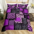 thumbnail image 2 of Erosebridal Chic Leopard Print Comforter Cover Twin, Purple Duvet Cover Twin, Fashion Geometric Decor, Reversible 2pcs（No Comforter）, 2 of 7