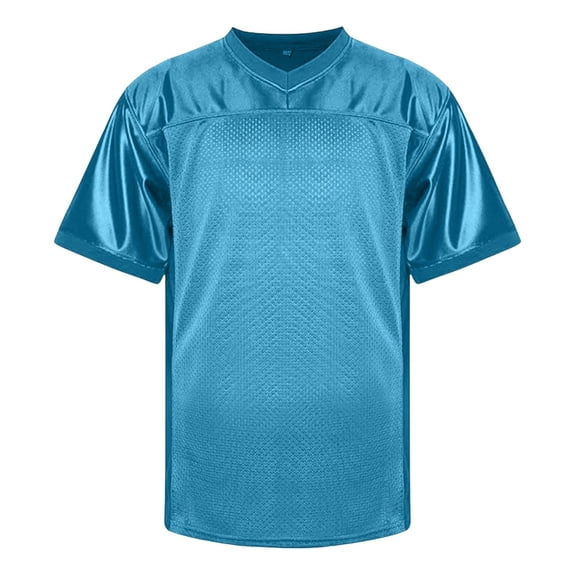 Mens T Shirts Men Football Mesh Practice Athletic T Shirt Solid Color V Neck Short Sleeve Hop Sports Tee Blue L